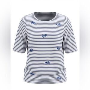LULU-B WOMENS STRIPED BLOUSE BLUE WHITE SIZE 2X